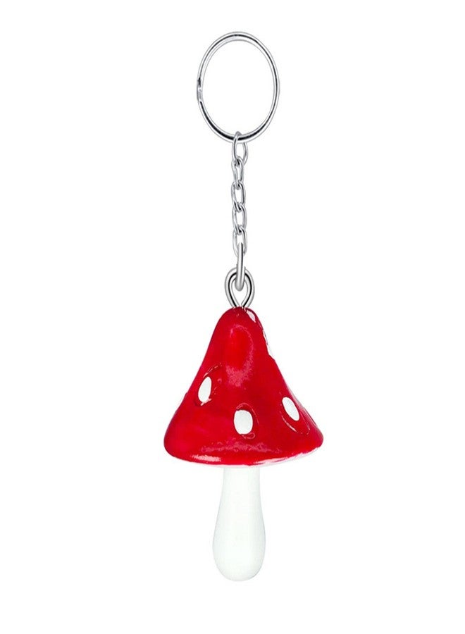 Mushroom Keychain Handmade Colorful Resin Funny Cartoon Food Mushroom Keychain Craft Gift for Women-red